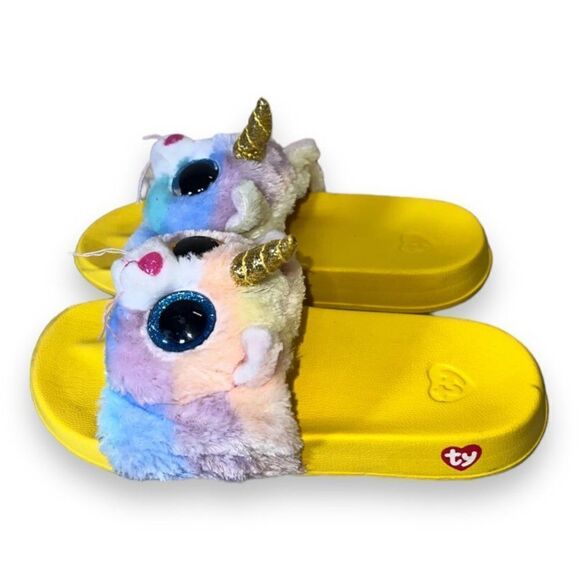 TY Unicorn Kitty Slide Sandals Yellow / Multicolor Youth 1-3 - Picture 2 of 10